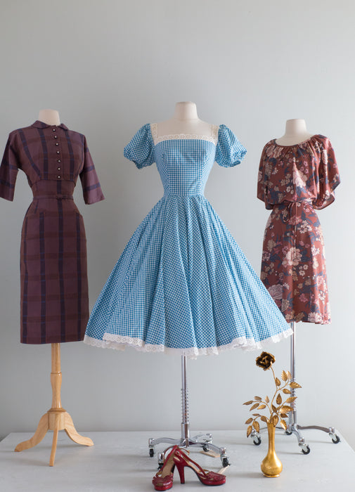 1950's American Beauty Iconic Carolyn Schnurer Gingham Summer Dress / Waist 26