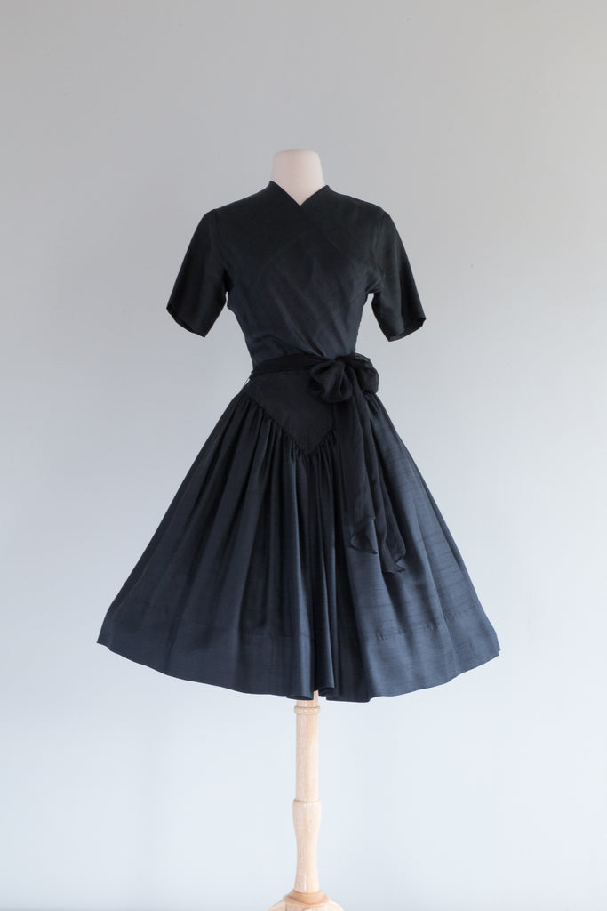 Rare 1950's Claire McCardell Black Silk Pop Over Dress With Rivets / S Xtabay Vintage Rare 1950's Claire McCardell Black Silk Pop Over Dress With Rivets / S Xtabay Vintage