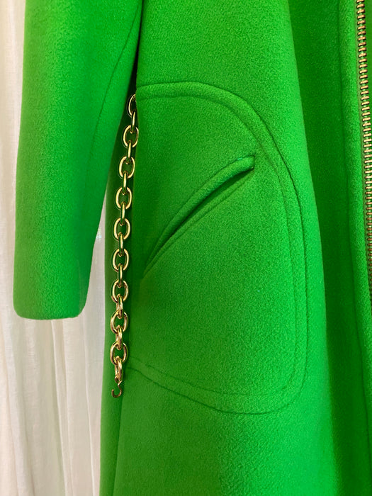 Fabulous 1960s Mod A-Line Coat In Kermit Green / Small