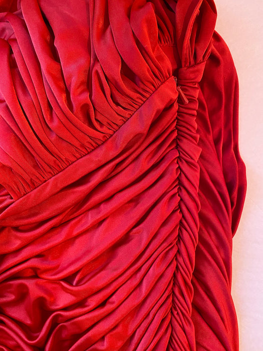 Vintage Blood Red Heartbreaker Ruched Dress / Medium