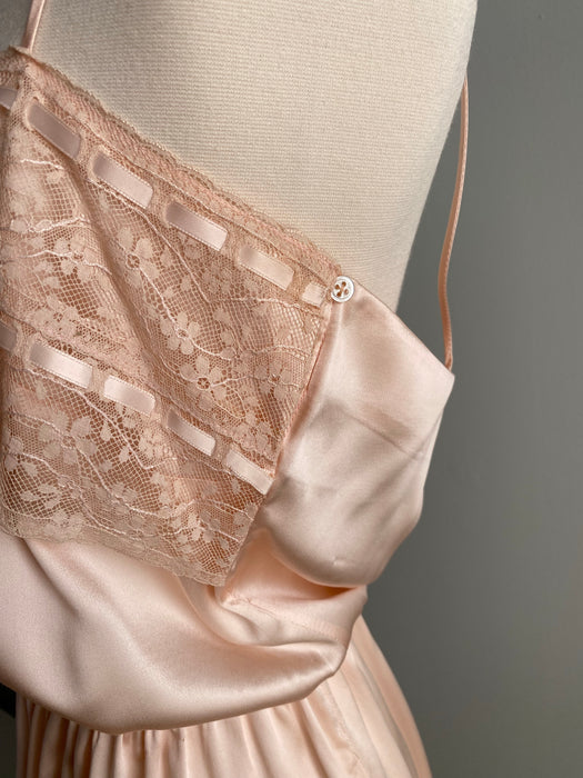 Dreamy 1970's Peggy Jennings Pink Silk Gown & Organza Coat  / Medium