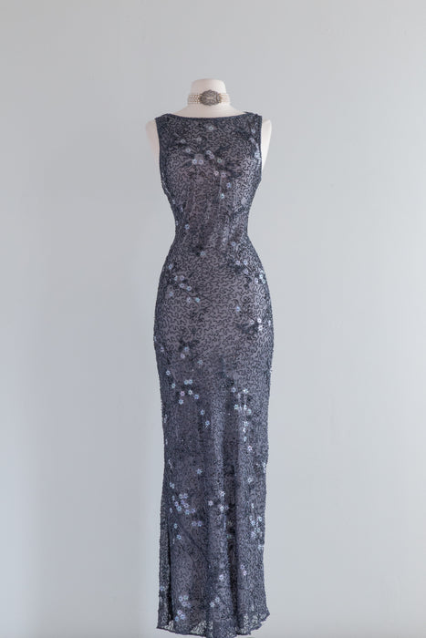 Stunning 1990’s Beaded Bias Cut Silk Evening Gown /medium