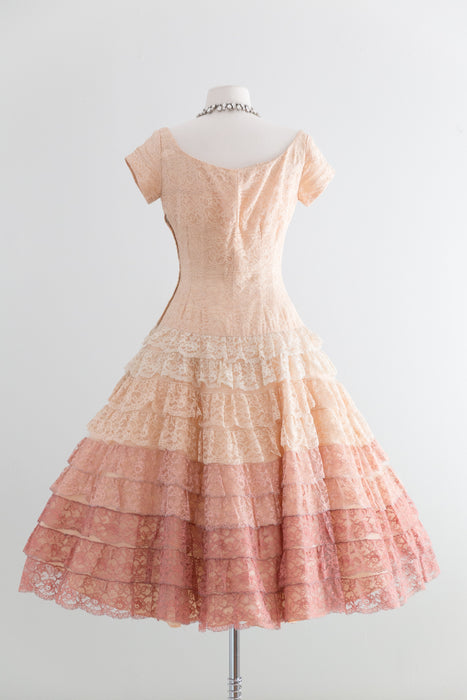 Stunning 1950's Ombre Lace Party Dress / Waist 26