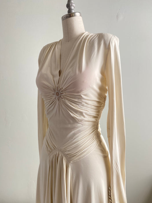 1940's Icicle Wedding Gown / Small