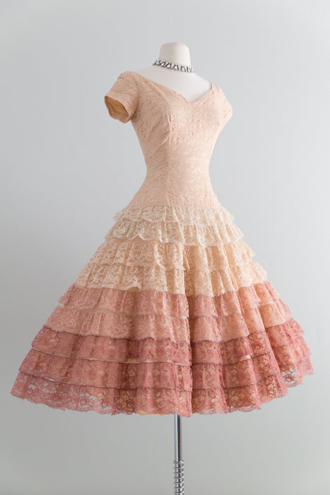 Stunning 1950's Ombre Lace Party Dress / Waist 26