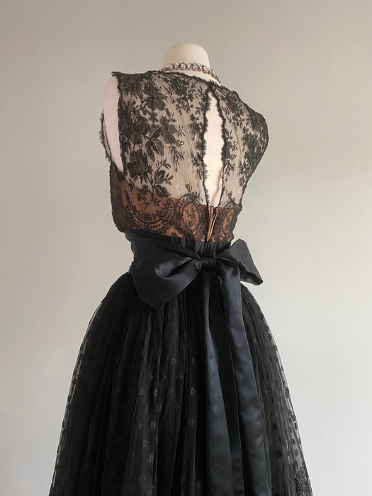 Stunning 1950's Chantilly Lace Cocktail Dress by Larry Aldrich / Small