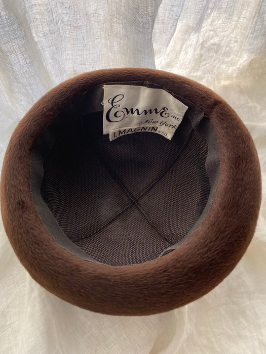 Vintage 1960's MOD Brown Fur Felt Hat By Emme