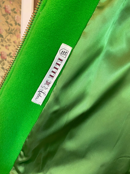 Fabulous 1960s Mod A-Line Coat In Kermit Green / Small