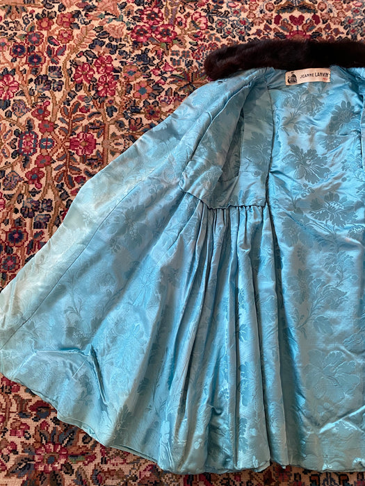 Vintage Jeanne Lanvin Couture Silk Brocade Opera Coat  / SM
