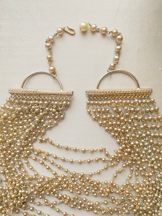 Stunning 1950's Pearl and Chain Statement Necklace