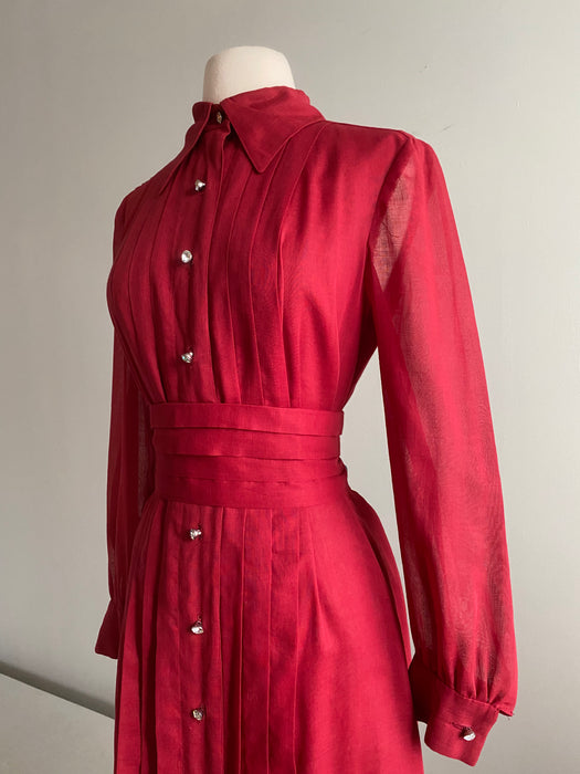 Fabulous 1970's Crimson Maxi Dress & Hot Pants Set by Leo Narducci / Medium