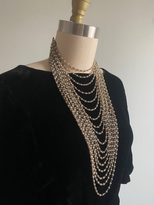 Stunning 1950's Pearl and Chain Statement Necklace