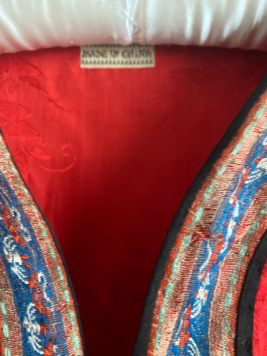 1930's Red Silk Chinese Embroidered Robe / SM