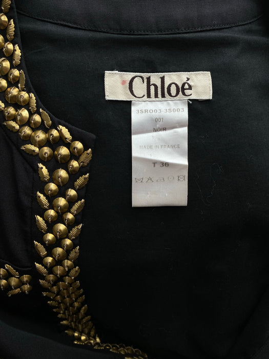 Vintage CHLOE 1940’s Style Studded Black Dress / Waist 28