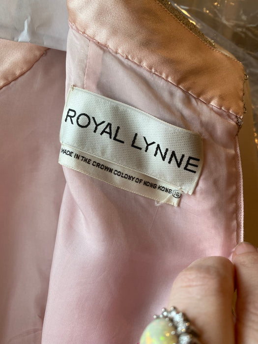 Elegant 1960's Royal Lynne Pink and Gold Evening Gown / Large