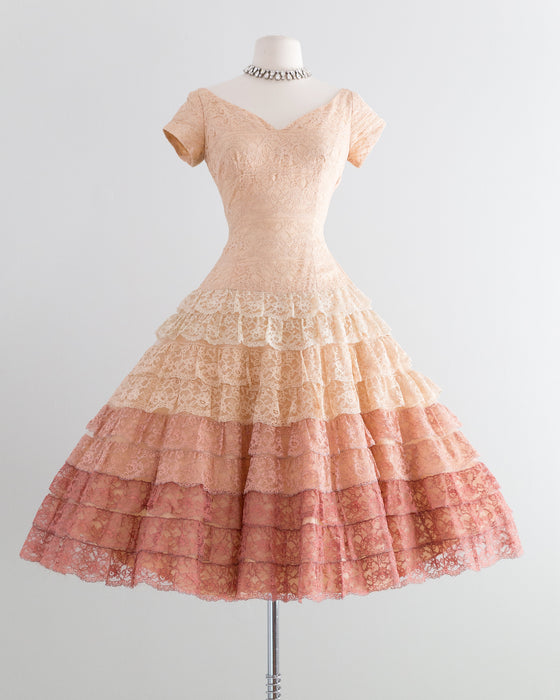 Stunning 1950's Ombre Lace Party Dress / Waist 26