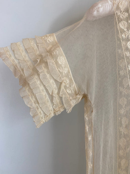 Ethereal 1920's Hand Embroidered Net Dress / Medium