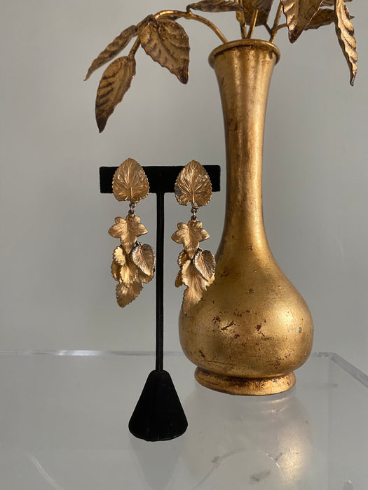 Vintage 1950's Schiaparelli Gold Leaf Clip-On Earrings