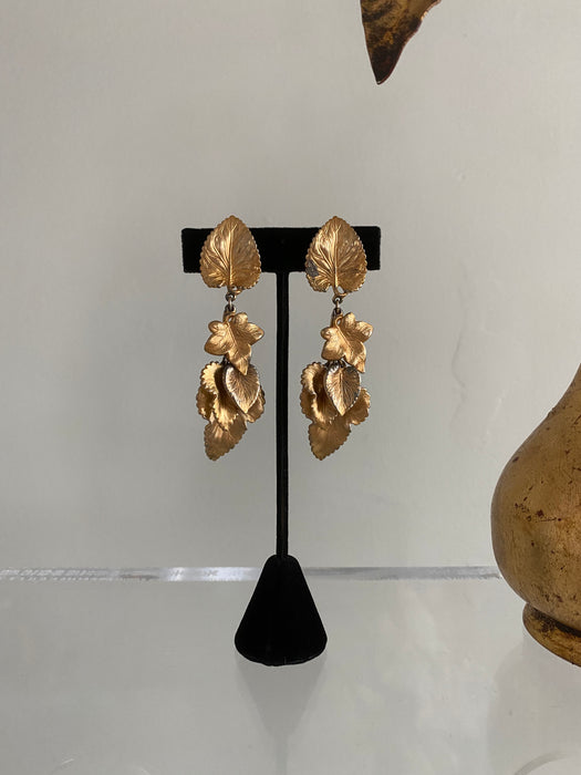 Vintage 1950's Schiaparelli Gold Leaf Clip-On Earrings