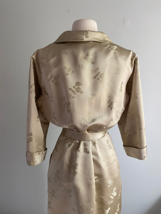 1950's Oyster Silk Cocktail Dress By Dynasty / ML