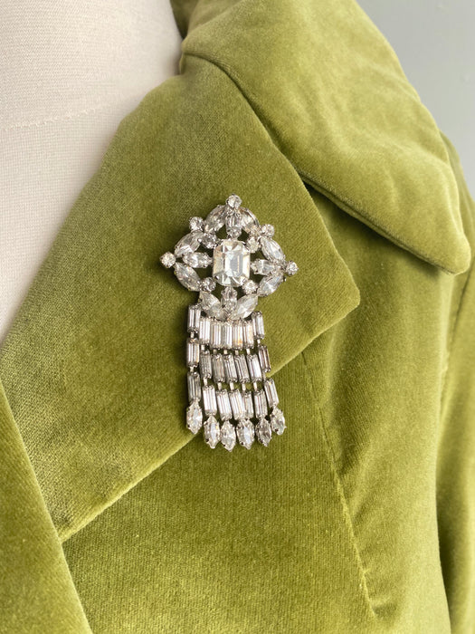 Fabulous 1960's Chartreuse Velvet Coat By Marguerite Rubel / ML