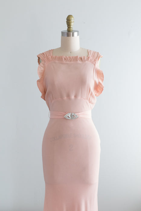 Stunning 1930's Pale Blush Evening Gown & Jacket / Small
